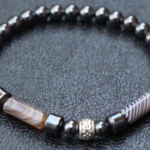 Hematite and Botswana Agate Stretch Bracelet