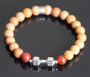 Wood Lace and Carnelian Stretch Bracelet