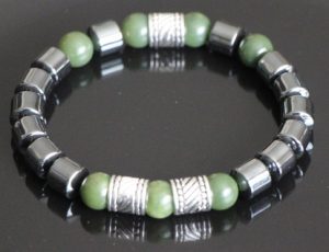 Men's jade and hematite stretch bracelet