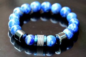 Men's lapis lazuli stretch bracelet