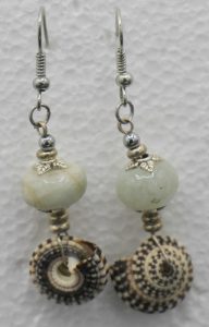 Statement aquamarine with shells earrings