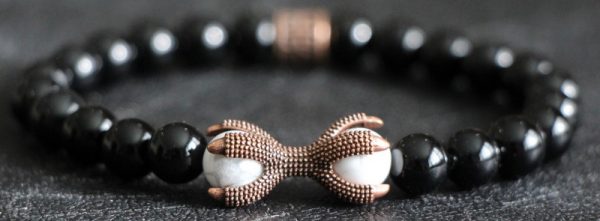 White Howlite & Black Agate Stretch Bracelet