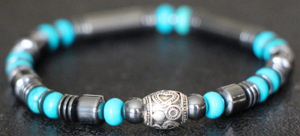 Turquoise and Hematite Stretch Bracelet