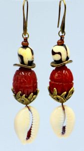 Cowry and carnelian earrings