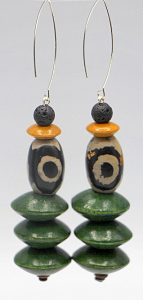 Mud cloth and wood earrings