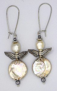 Pearl angel earrings