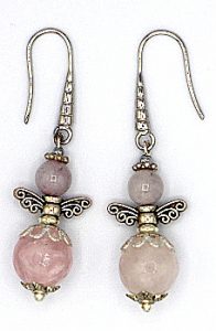 Rose quartz crystal earrings