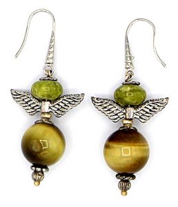 Yellow tigers eye angel earrings