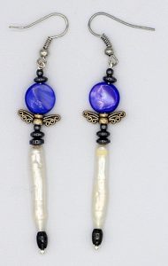 Pearl and mother of pearl angel earrings