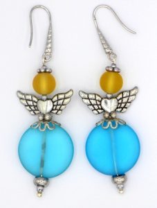 Cultured sea glass angel earrings