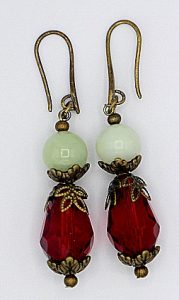 Jade and quartz crystal drop earrings.