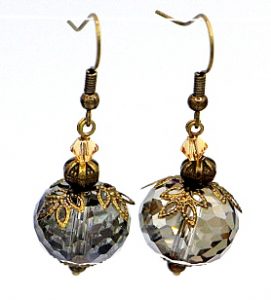 Clear faceted glass drop earrings