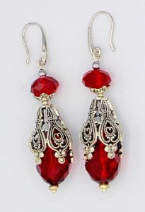 Ruby red gemstone earrings