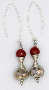 Carnelian and faceted glass drop earrings