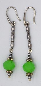 Green faceted glass drop earrings