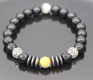 Black agate stretch bracelet