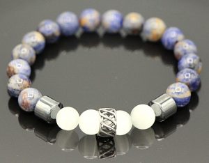 Sodalite and cat's eye opal stretch bracelet