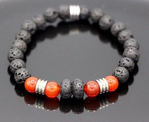 Lava stone and carnelian stretch bracelet