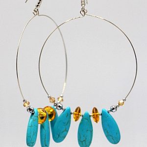 Howlite and Tibetan Prayer Beads Hoop Earrings