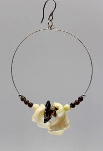 Mother of Pearl and Smoky Quartz Hoops