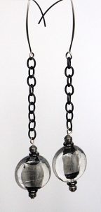 Foil encased chain drop earrings