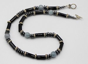 Onyx and Aquamarine Necklace