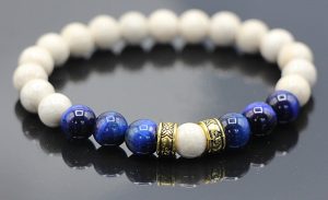 Coral Fossil and Blue Tiger's Eye Bracelet